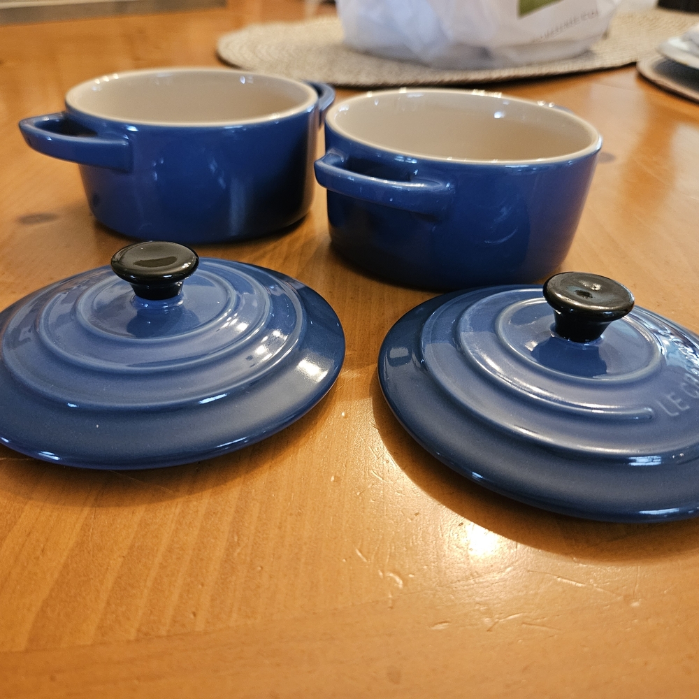 Le CreusetCobalt (blue) Stoneware Mini Cocotte Pair